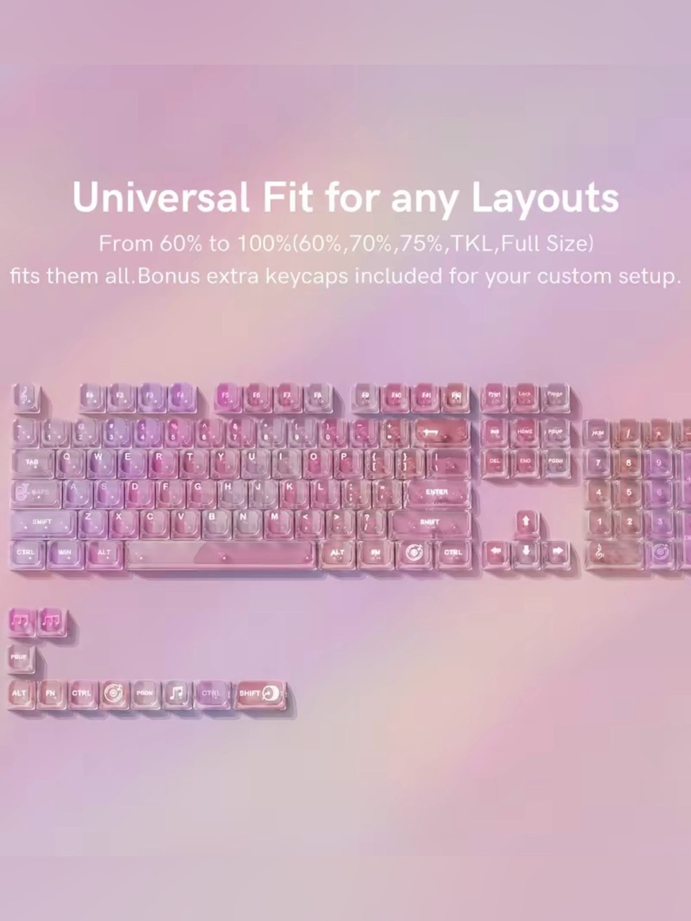 Clear Pink/Purple Gradient Keycaps - Picture 2 of 3
